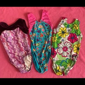 Lot 3 Gymnastics Leotards Used 2-GK (Child XS CXS) & 1-Rebecca's Mom (5-6)